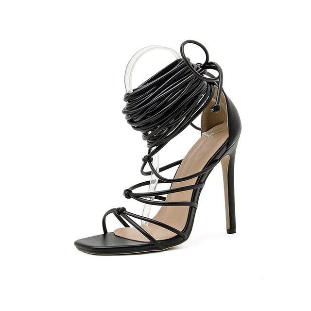 Women's Strappy Hollow Stiletto High Heels Lace Up Roman Sandals Gladiator  Shoes | eBay